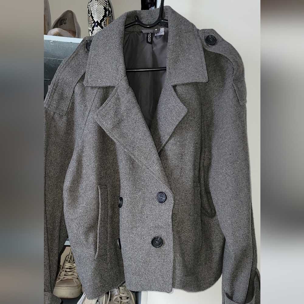 Cropped Wool Like Trench Coat